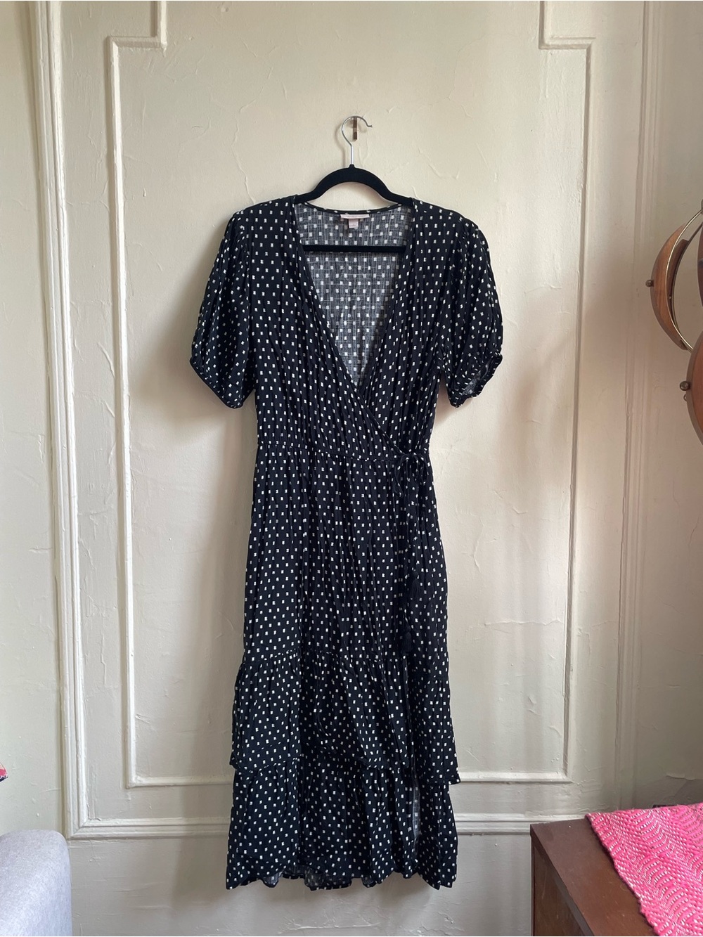 Knox Rose Black Polka Dot Maxi Wrap Dress